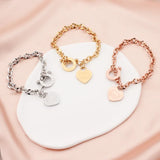 Europe & US Heart Circle OT Buckle Bracelet Female Titanium Steel Love Chain