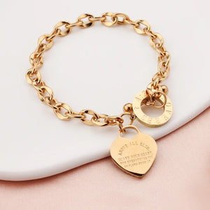Europe & US Heart Circle OT Buckle Bracelet Female Titanium Steel Love Chain