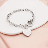 Europe & US Heart Circle OT Buckle Bracelet Female Titanium Steel Love Chain