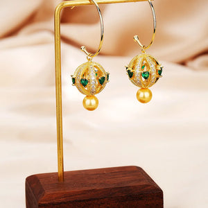 Zircon Pearl Sweet Round Earrings Bridal Wedding Dress