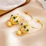 Zircon Pearl Sweet Round Earrings Bridal Wedding Dress