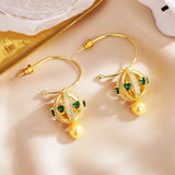 Zircon Pearl Sweet Round Earrings Bridal Wedding Dress