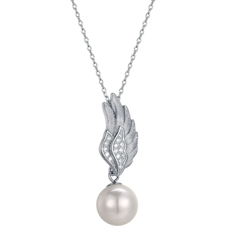 925S Silver Wings Diamond Pendant Necklace