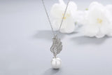925S Silver Wings Diamond Pendant Necklace