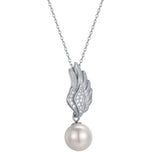 925S Silver Wings Diamond Pendant Necklace