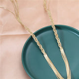 Copper Woven Flower Tassel Sweater Chain for Women