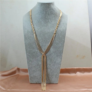 Copper Woven Flower Tassel Sweater Chain for Women