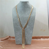 Copper Woven Flower Tassel Sweater Chain for Women