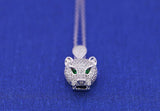 Europe Leopard Head Pendant 925 Silver Necklace with Austrian Crystals