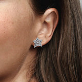 925 Silver Pentagram Earrings - Heart-Shaped Shell Design for Women