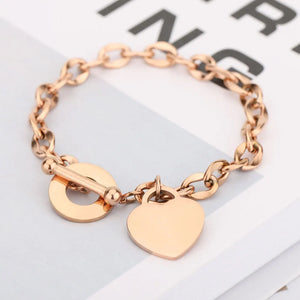 Heart Charm Bracelet 18K Plated Women's Jewelry Gift