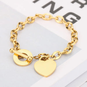Heart Charm Bracelet 18K Plated Women's Jewelry Gift