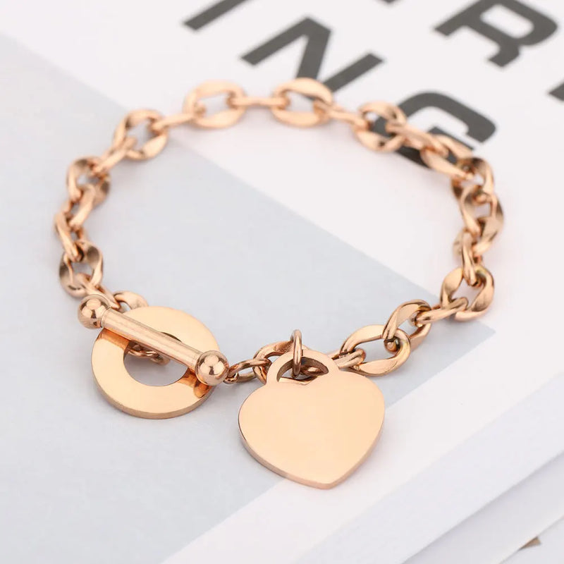 Heart Charm Bracelet 18K Plated Women's Jewelry Gift