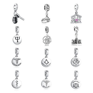 925 Silver Key Flower Pendant for DIY Bracelet Necklace Jewelry