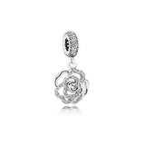 925 Silver Key Flower Pendant for DIY Bracelet Necklace Jewelry