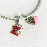 European 925 Silver Cake Mixing Machine Bead Pendant for DIY Charm Bracelet Neck