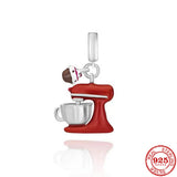 European 925 Silver Cake Mixing Machine Bead Pendant for DIY Charm Bracelet Neck