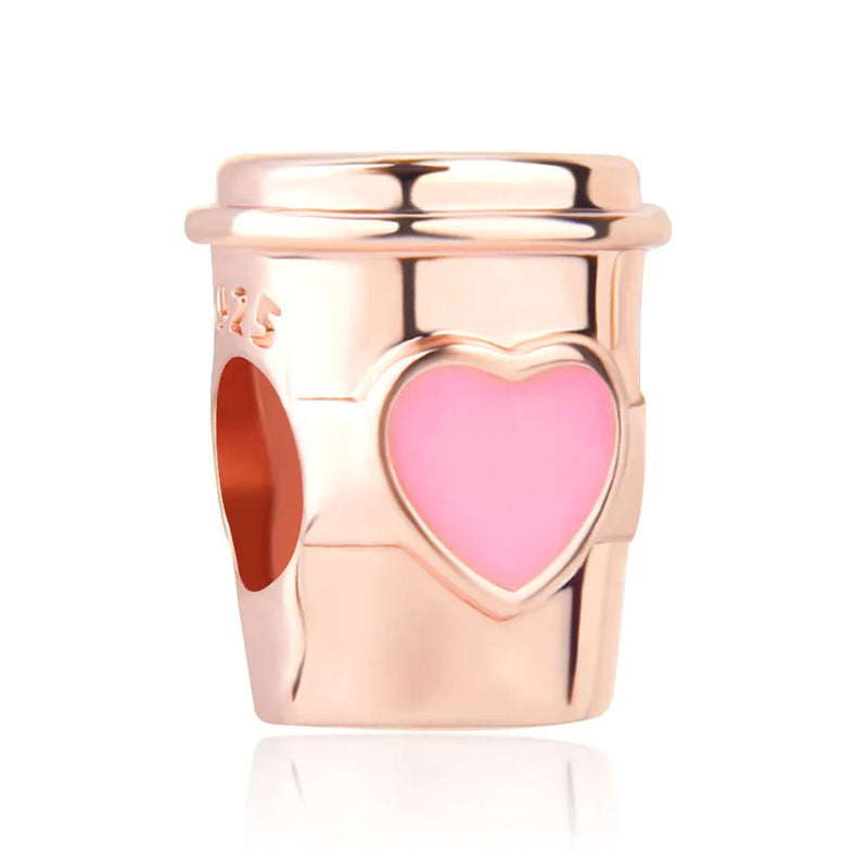 European 925 Silver Rose Coffee Cup Diy Bead Penda