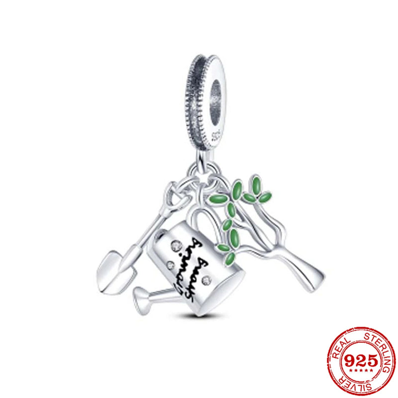 925 Silver Wateringcans & Shovels Bead Penda for DIY Charm Bracelet Necklace