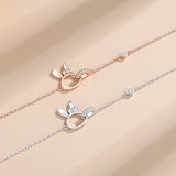 925 Silver Bracelet CZ Double Ring Rabbit Women Birthday Party Gift