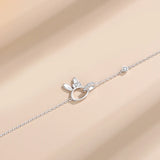 925 Silver Bracelet CZ Double Ring Rabbit Women Birthday Party Gift