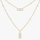 925 Silver Diamond Necklace Double Layer Necklace for Women