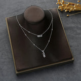 925 Silver Diamond Necklace Double Layer Necklace for Women