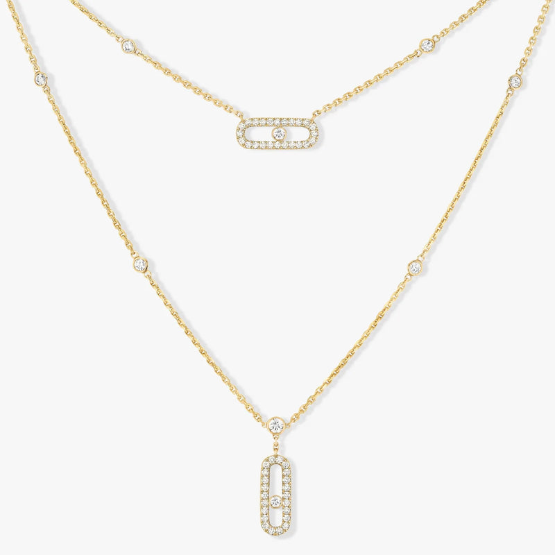 925 Silver Diamond Necklace Double Layer Necklace for Women