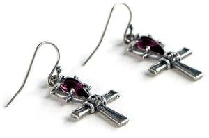 925 Sterling Silver Cross and Skull Drop Earrings for Women