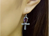 925 Sterling Silver Cross and Skull Drop Earrings for Women