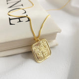 925 Silver Square Rose Pendant Necklace Gift for Girlfriend