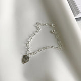925 Silver Heart Pendant Bracelet Jewelry Gift for Girlfriend