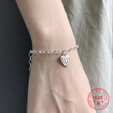 925 Silver Heart Pendant Bracelet Jewelry Gift for Girlfriend