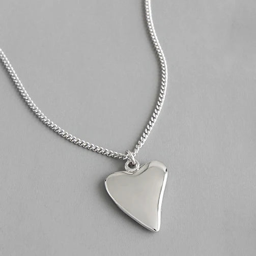 925 Silver Heart Pendant Necklace Fine Jewelry Gift for Girlfriend