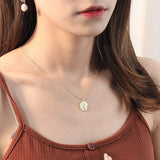 Silver Round Pendant Necklace for Women Jewelry