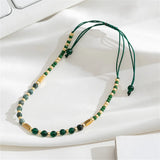 Bohemian Style Green Stone Adjustable Bracelet for Girls