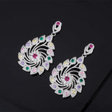 Colorful Crystal Windmill Flower Hoop Earrings - Women's Jewelry