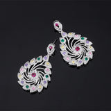 Colorful Crystal Windmill Flower Hoop Earrings - Women's Jewelry