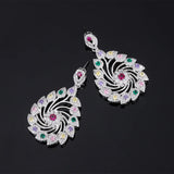 Colorful Crystal Windmill Flower Hoop Earrings - Women's Jewelry
