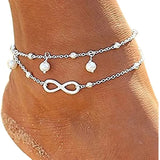 Minimalist Stainless Steel Pearl Anklet Layer Beach Jewelry