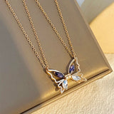 European American Couple Clavicle Chain Zircon Necklace Set
