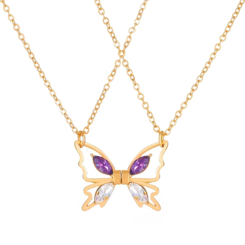 European American Couple Clavicle Chain Zircon Necklace Set