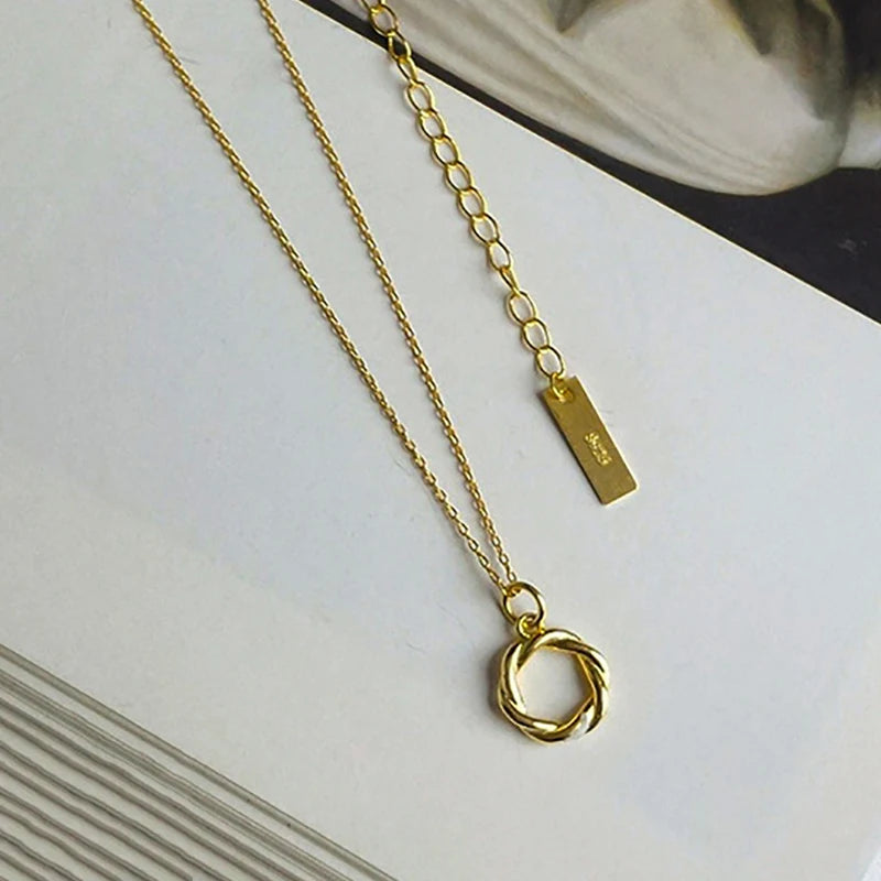 925 Silver Round Pendant Necklace Women Jewelry