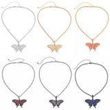 European American Butterfly Pendant Necklace Single Layer Twist Chain