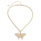 European American Butterfly Pendant Necklace Single Layer Twist Chain