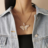 European American Butterfly Pendant Necklace Single Layer Twist Chain