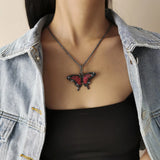 European American Butterfly Pendant Necklace Single Layer Twist Chain