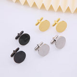 European American Man's Steel Cufflinks Titanium Studs