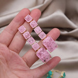 Elegant Green Zircon Square Earrings for Women