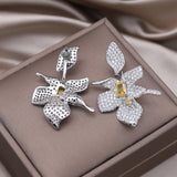 Zircon Flower Earrings Wedding Party Accessories